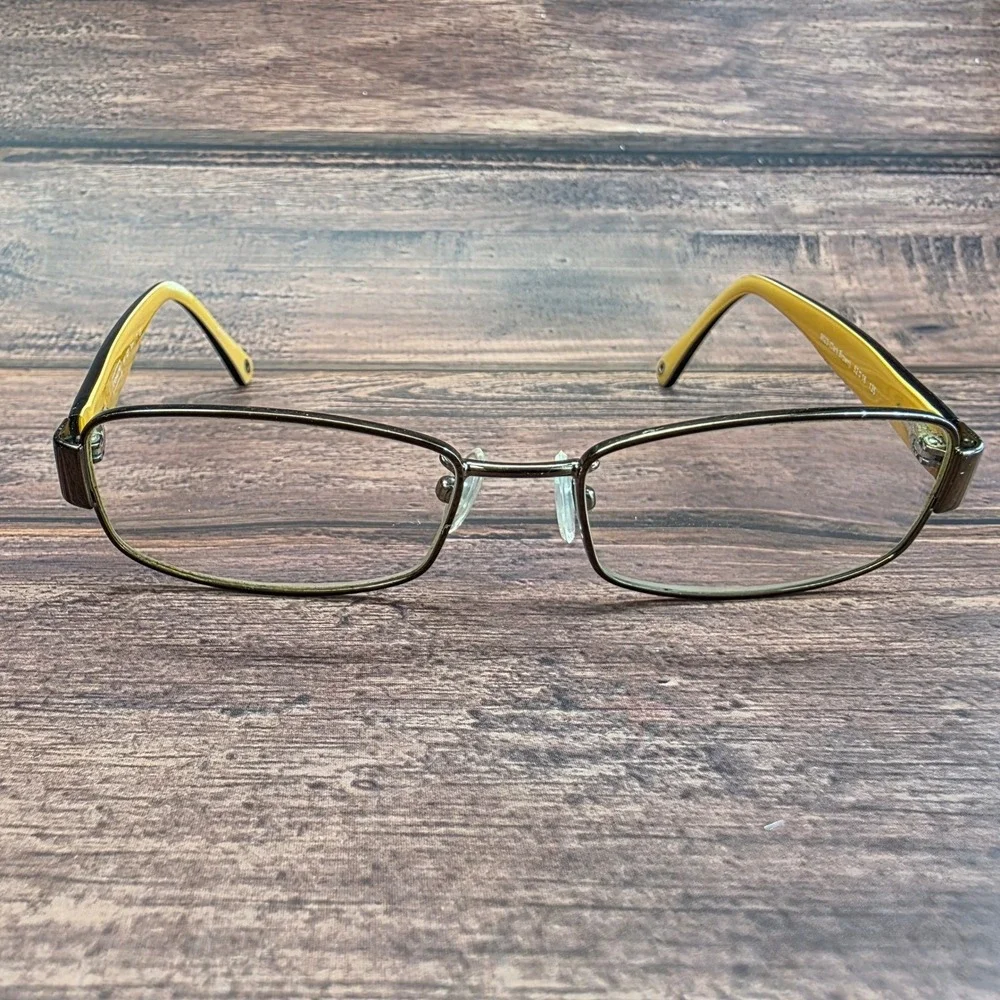 Coach HC 5001 Taryn Dark Brown Yellow Rectangle Eyeglass Frames 52-16-135